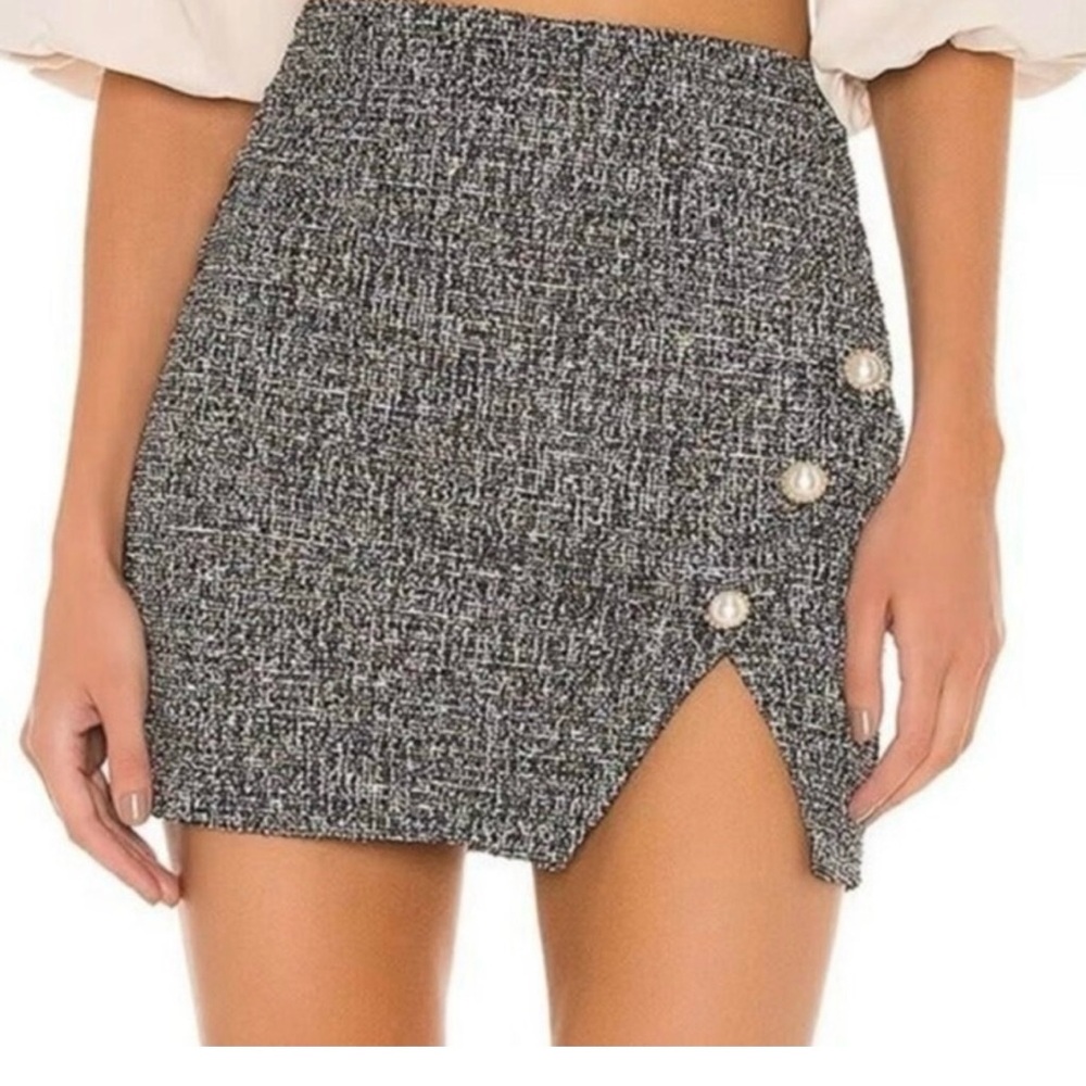 Revolve Lovers and friends Cherie Tweed Skirt with Pearl Black Multi